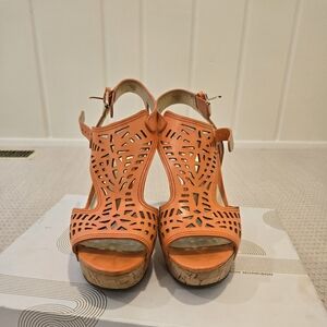 Sigerson Morrison Orange Wedge Sandals